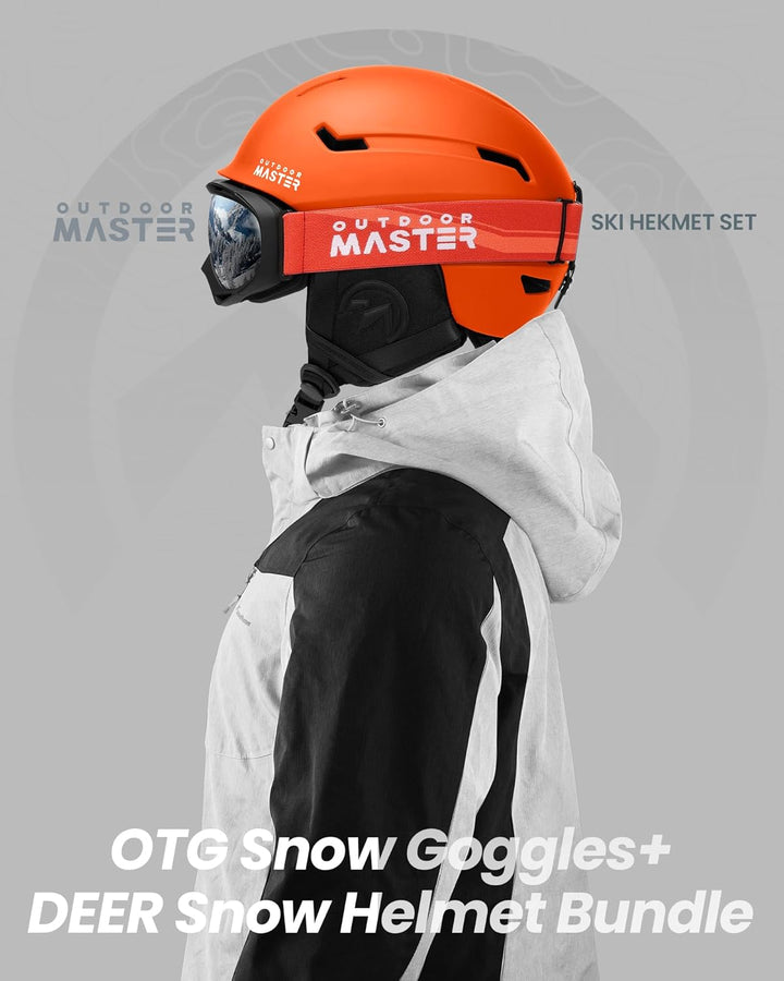 OutdoorMaster Skihelm-Set, Snowboard-Helm mit Brille für Erwachsene - 12 Belüftungsöffnungen - Skihe