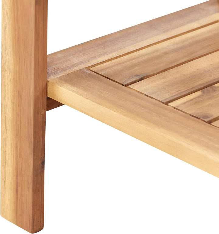 Beliani Küchenwagen 2 Etagen zertifiziertes Holz Hellbraun rollbar 3 Halter Sassari II