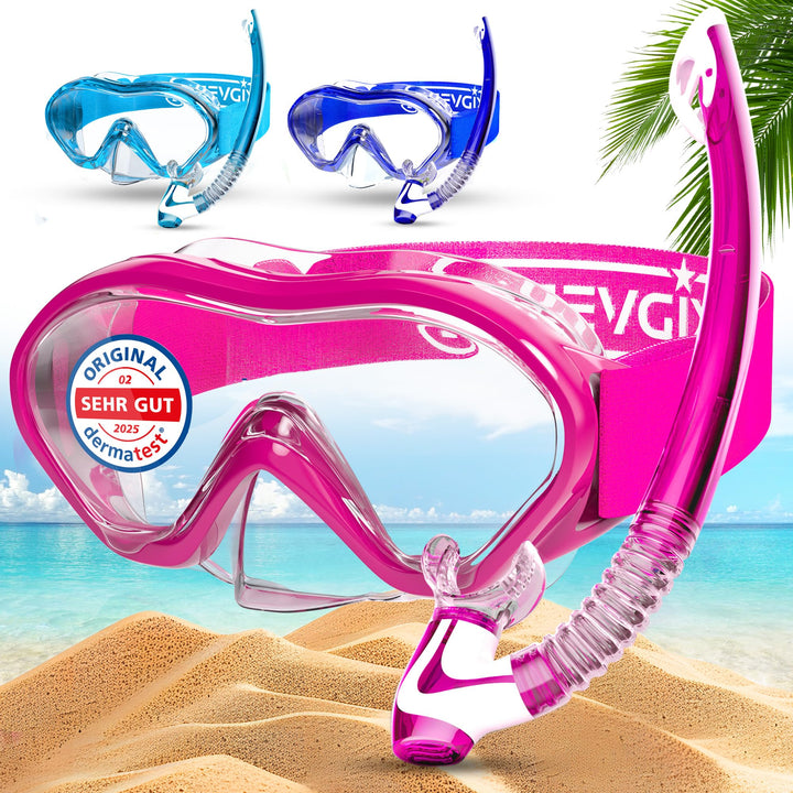 KIDVERSE Taucherbrille Kinder mit Schnorchel ab 5 Jahre - CE & Dermatest geprüfte Taucherbrille mit