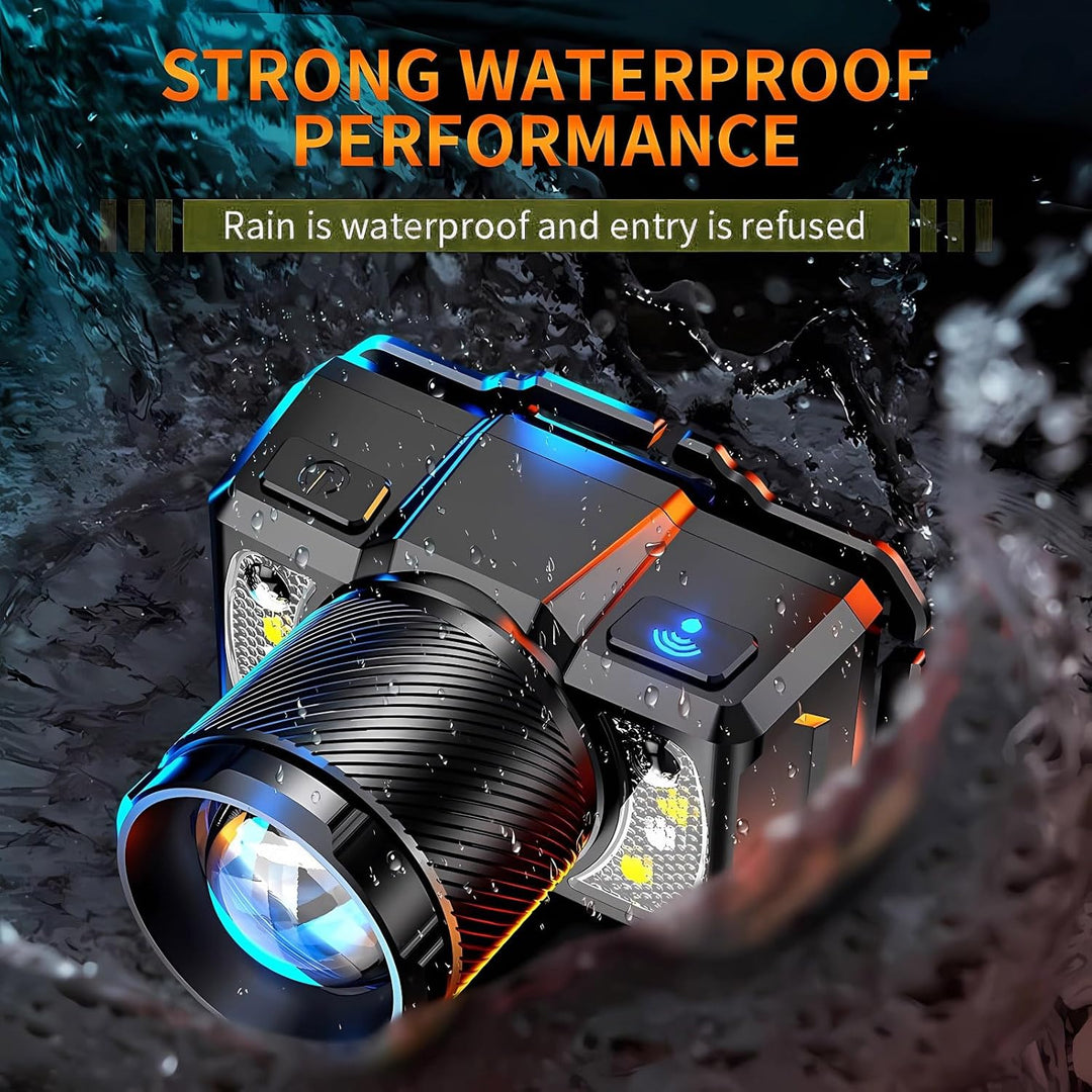 SuperFire PROFESSIONAL LED Grubenlampe & Stirnlampe/Kopflampe, 7000 Lumen Hochleistungslicht, 7 Stun