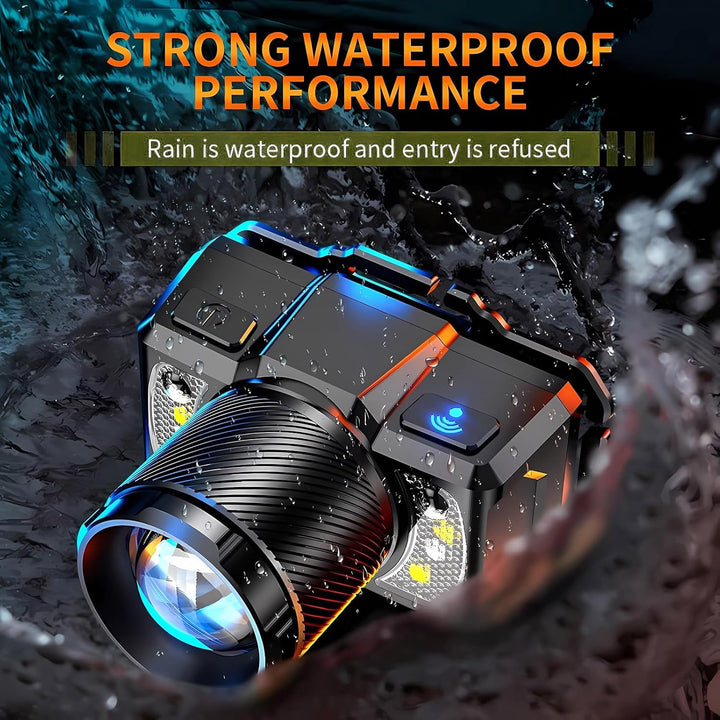 SuperFire PROFESSIONAL LED Grubenlampe & Stirnlampe/Kopflampe, 7000 Lumen Hochleistungslicht, 7 Stun