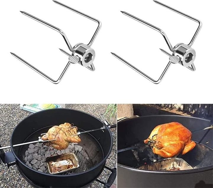 4 Stück BBQ Fleischklammer Fleischnadeln Edelstahl Grillklammer mit Feststellschraube, Chicken Grill