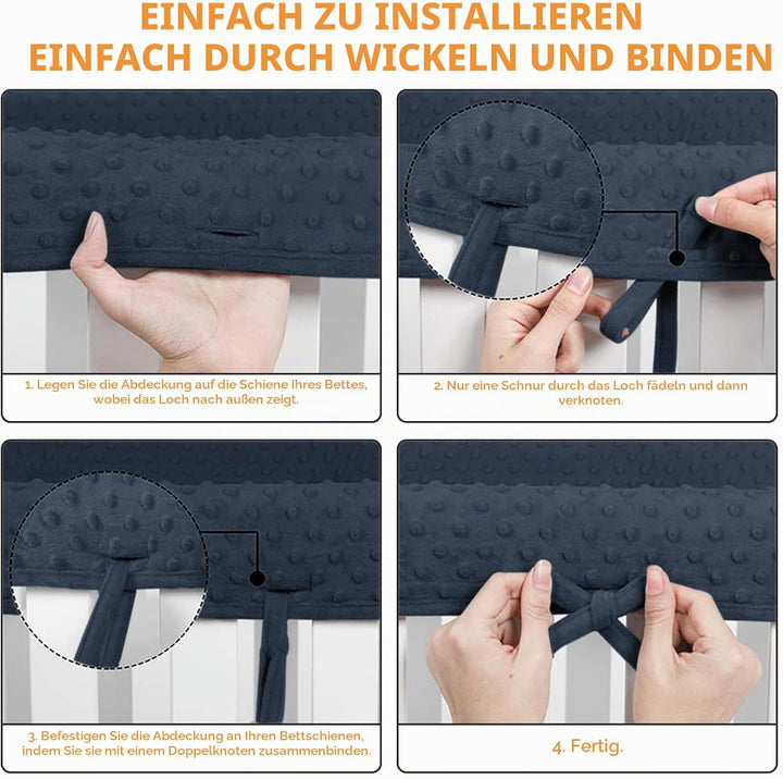 IULONEE 3pcs Baby Bed Rail Cover Protector Set Kinderbett Kantenschutz 128x18cm/68x18cm Bettkantensc