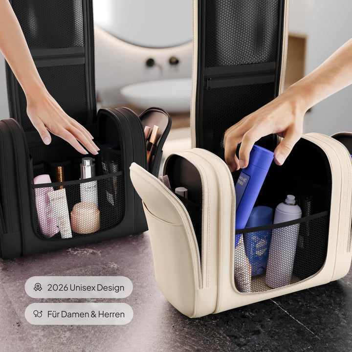 Travelaner® Kulturbeutel Design 2026, XXL 3-in-1 Kulturtasche zum Aufhängen mit 9 Liter Stauraum für