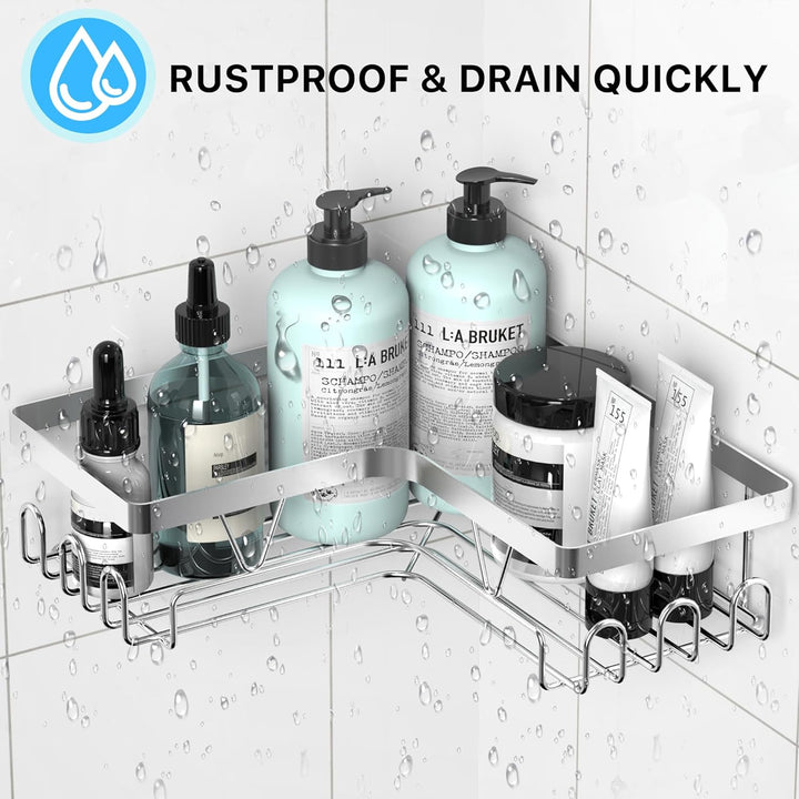 Kegii Duschablage Ecke, Duschregal ohne Bohren Edelstahl, Badezimmer Regal, Shampoo Halterung für Du