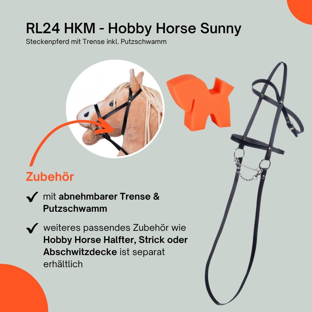 RL24 HKM - Hobby Horse Sunny inkl MagicBrush | Steckenpferd mit Trense | Spielpferd aus Plüsch mit H