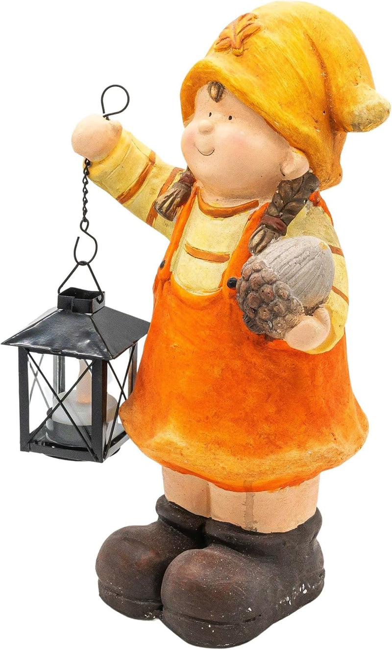 Wichtelstube-Kollektion XL 35cm hoch Gerda mit Laterne im Frühherbst Gartendeko für den Herbst deko