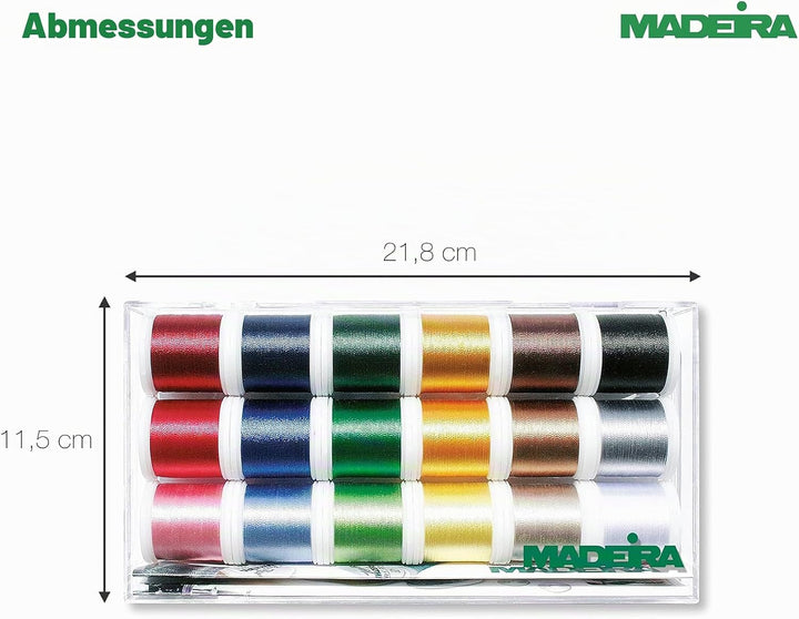 Madeira 8045 Stickbox Polyneon 18 Farben à 400 m A Einheitsgrösse, A Einheitsgr&amp;