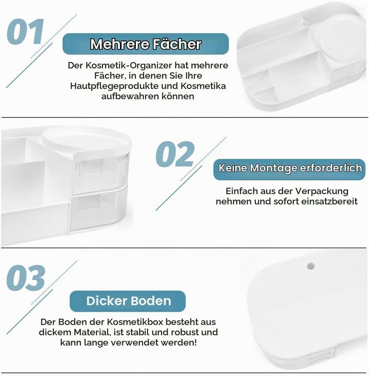 Make Up Organizer Kosmetik Aufbewahrungsbox mit Schubladen Schminktisch Organizer Schminkbox Beauty