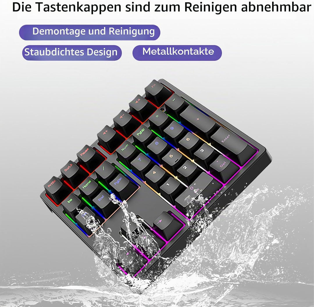 Zunate Mechanischer Nummernblock, 34 Tasten, Kabelgebundener USB-C-Ziffernblock, RGB-Hintergrundbele