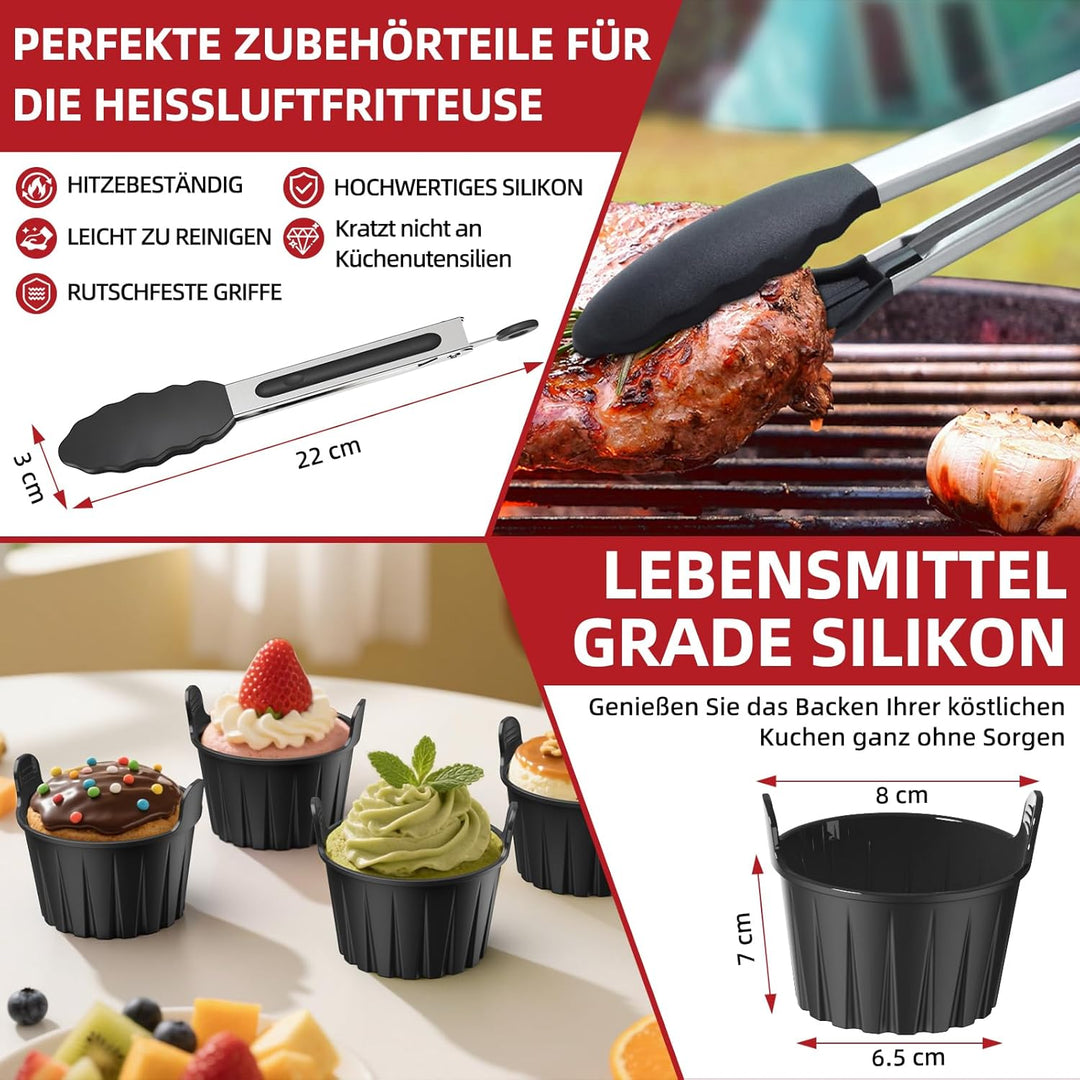 Ninja Heissluftfritteuse Zubehör, 9 Stück Airfryer Zubehör für Ninja Dual Zone AF400EU AF300EU 7,6L–