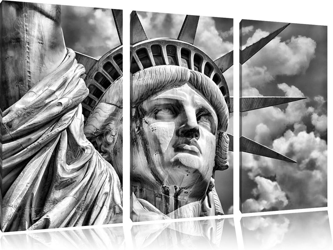 Pixxprint Majestätische Freiheitsstatue als Leinwandbild/Grösse: 3 Teilig (120x80 cm) cm/Wandbild/Ku