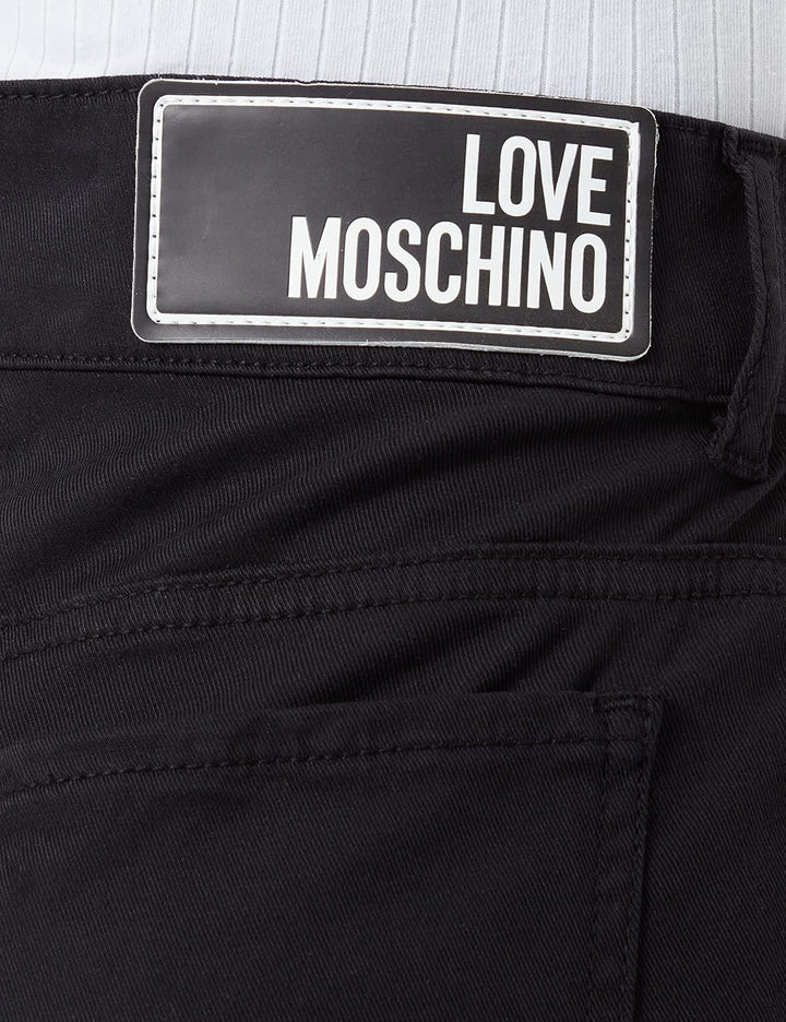 Love Moschino Damen Stretch Lyocell Gabardine with Matchng Logo Back Tag Hose 27 Schwarz, 27 Schwarz