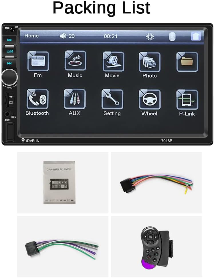 Podofo 2-DIN-Autoradio mit Bluetooth, 7 Zoll Touchscreen Autoradio mit Lenkradsteuerung, Doppel DIN