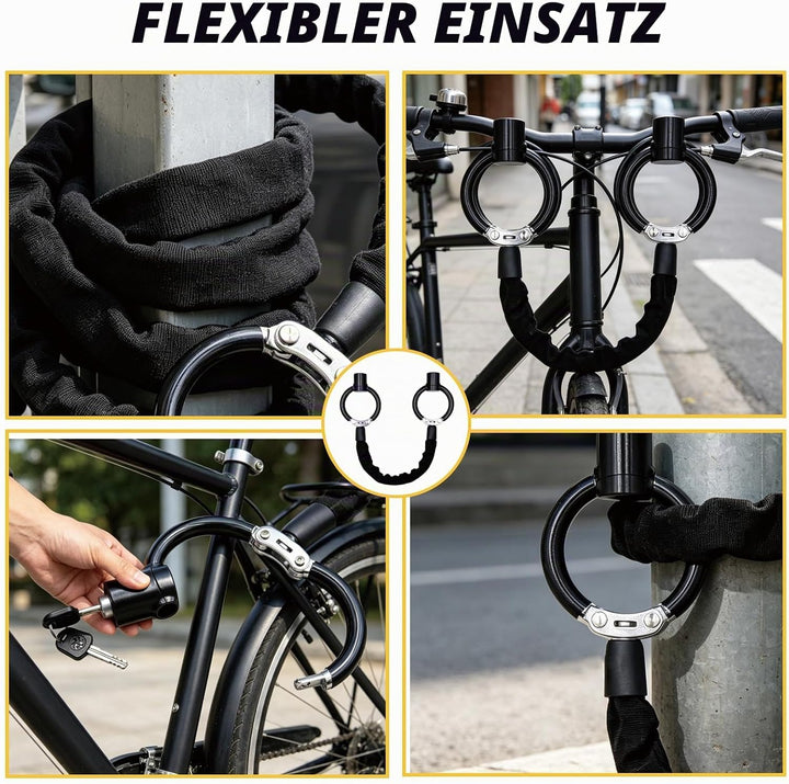 E Scooter Schloss, Schloss für E Scooter, 8mm Verstärktes Handschellenschloss, Fahrradschloss Hohe S