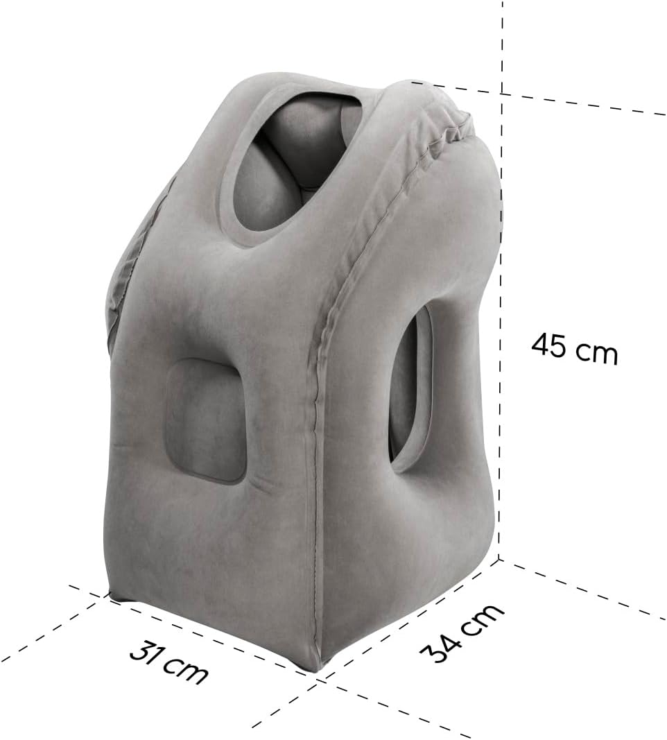 Hama Reisekissen ergonomisch (Aufblasbares Kissen für Reisen, Reise-Kissen mit Aussparrungen für Arm