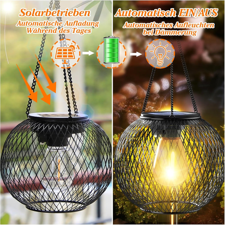 Solarlampen für Aussen, Ortiny 4 Stück IP65 Wasserdicht Metall Solarlampen für Aussen Garten Christm