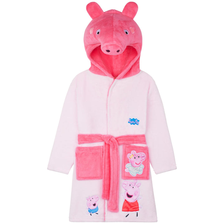 Peppa Wutz 3D Bademantel für Kleinkinder &amp; Mädchen, Weicher Fleece Morgenmantel mit Kapuze, Geschenk