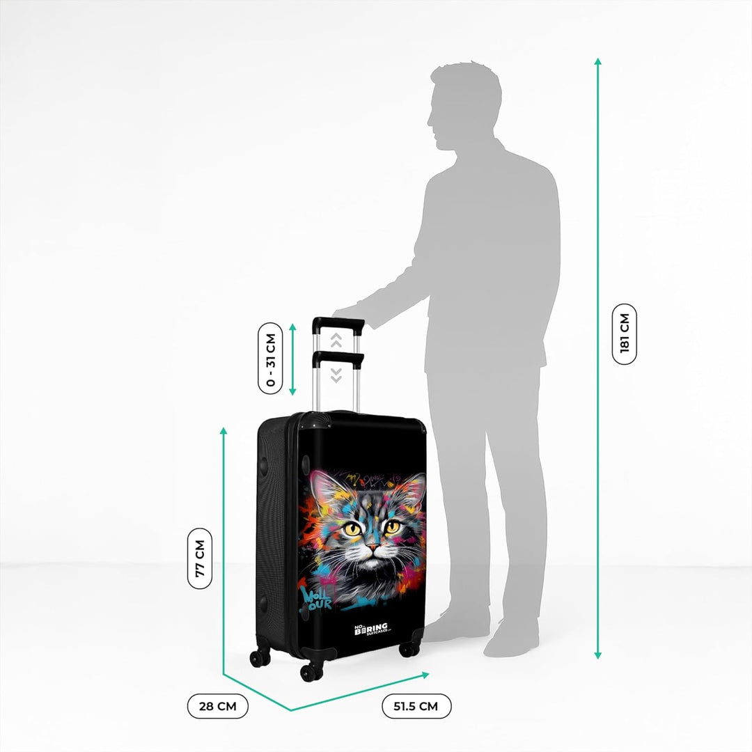 NoBoringSuitcases.com® Koffer XL Gross 77x51.5x28 cm Reisekoffer mit 4 Rollen Leicht Trolley Hartsch