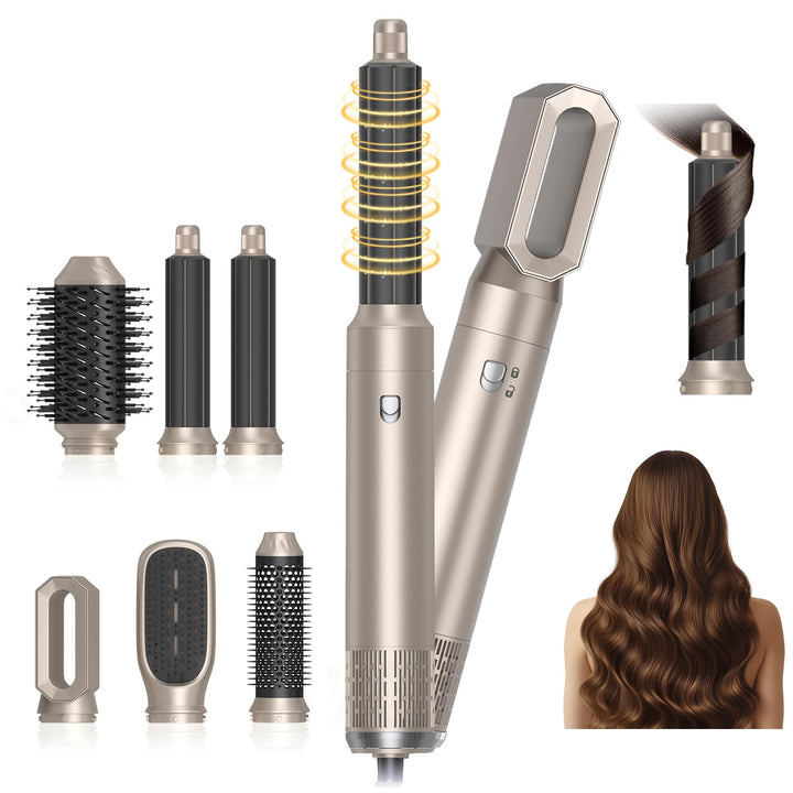 6 in 1 Hairstyler Set, Air Styler mit 1000W Haartrockner, Rundbürstenföhn, Lockenstab, Warmluftbürst