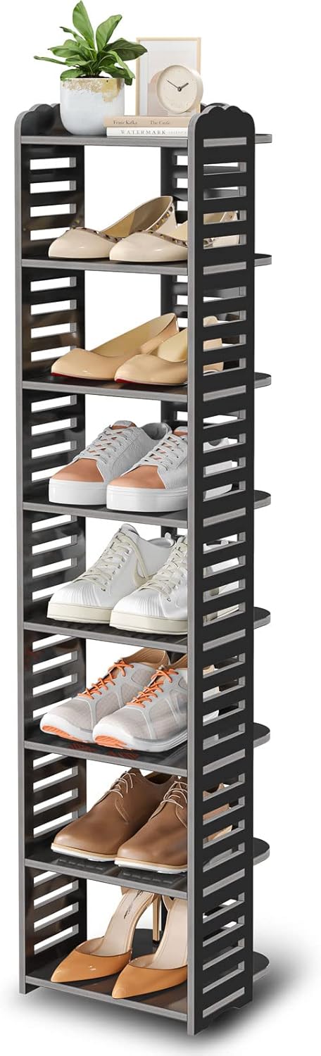 Dripex Schuhregal Schmal mit 8 Ablagen, Verstellbarer Schuhständer multifunktional Standregal für Fl