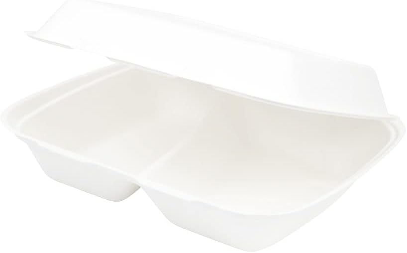 BIOZOYG Zuckerrohr Menüschalen-2-geteilt I nachhaltiges Take-Away-Geschirr biologisch abbaubar I Zuc