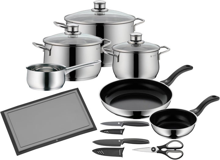 WMF Diadem Plus Topfset Induktion 10-teilig, Kochtopf Set mit Glasdeckel, Cromargan Edelstahl polier