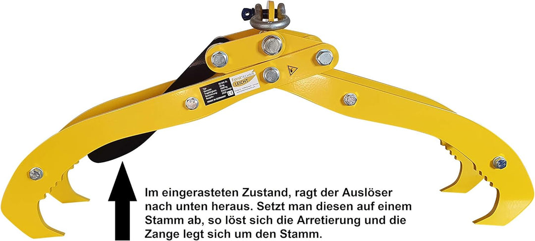 Rückezange zweireihig Verladezange Holzzange Forstzange mit Arretierung zum mannlosen Öffnen & Schli