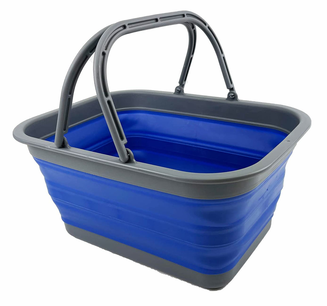 SAMMART 12L zusammenklappbare Wanne mit Griff – Tragbarer Outdoor-Picknickkorb/Krater – Faltbare Ein