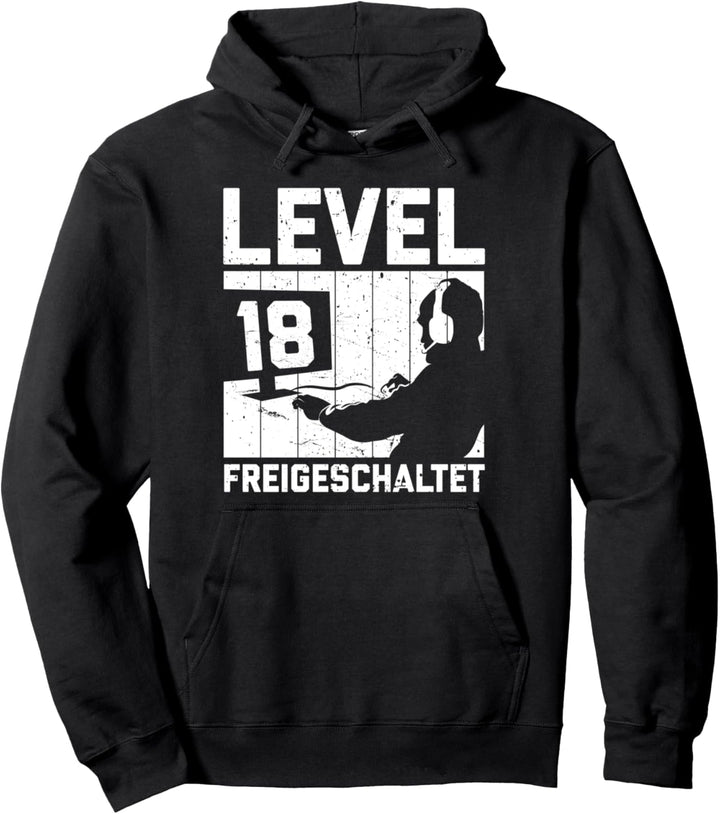 18. Geburtstag Jungen Video Gamer Level 18 Unlocked Männer Pullover Hoodie