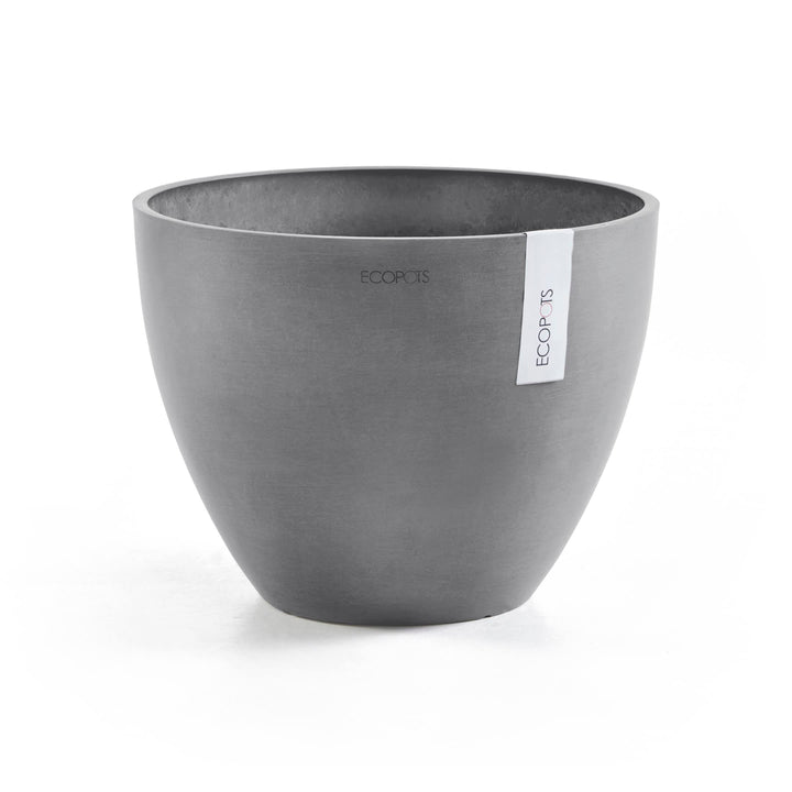 ECOPOTS Blumentopf Antwerp Grau - Durchmesser Ø 40 cm rund gross - Pflanzentopf aus Recycling Kunsts