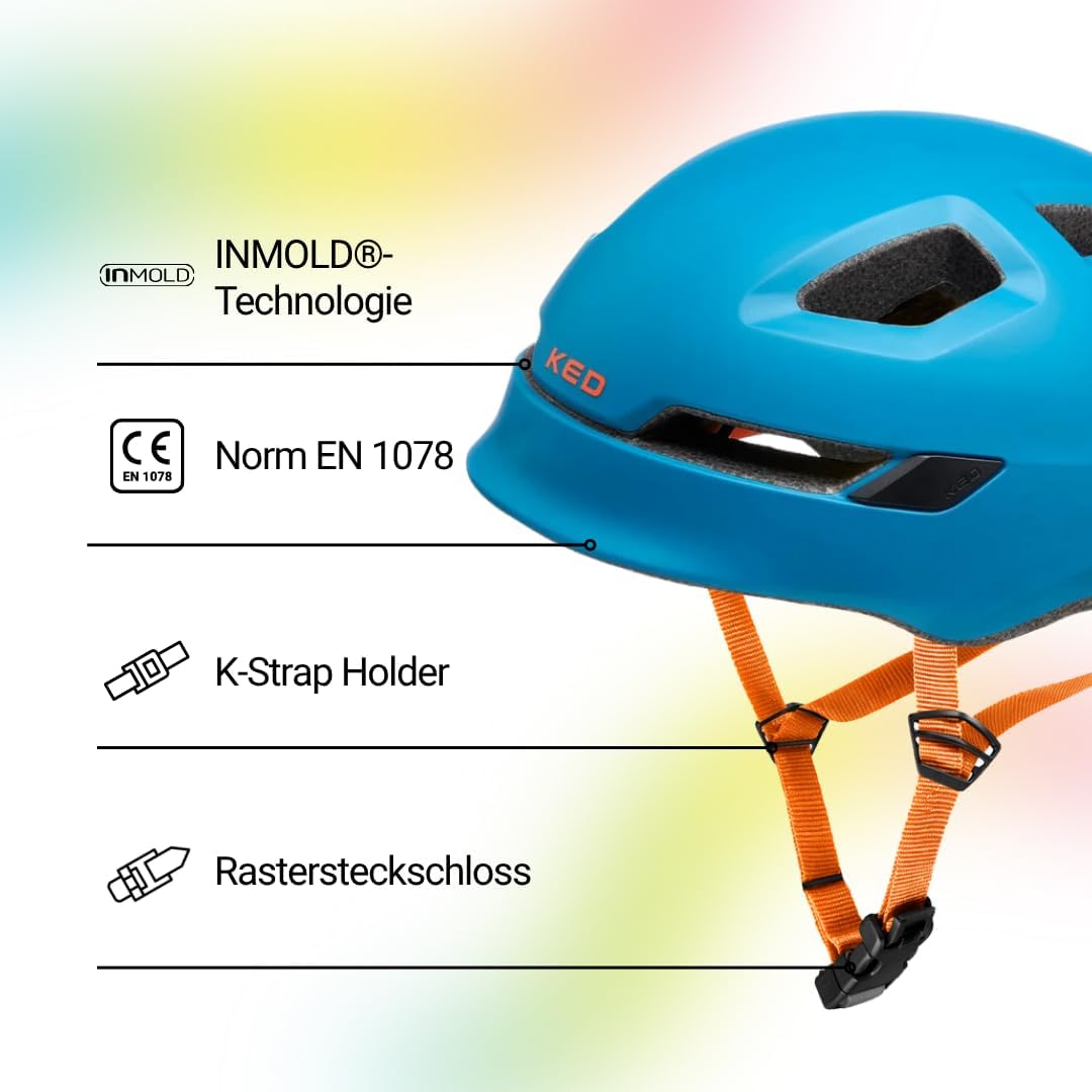 KED Unisex Jugend POP Fahrradhelm 48-52 (S) petrol orange matt, 48-52 (S) petrol orange matt