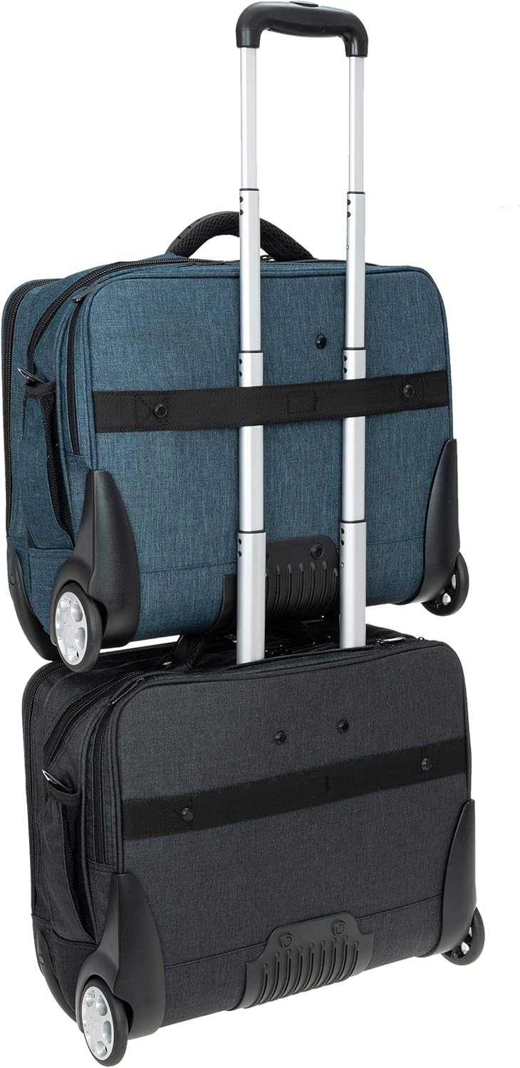 Trolley Pilotentrolly mit Notebook - Polstertasche Trolly 17 Zoll + Ledermäppchen (ANTHRAZIT Two Ton