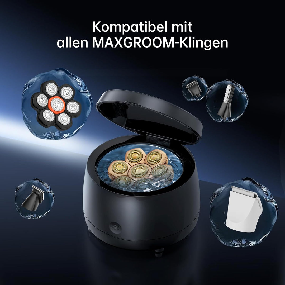 MAXGROOM Rasierer für kahlköpfige Männer – Reinigungszentrum 40 kHz Geeignet für die Reinigung von M
