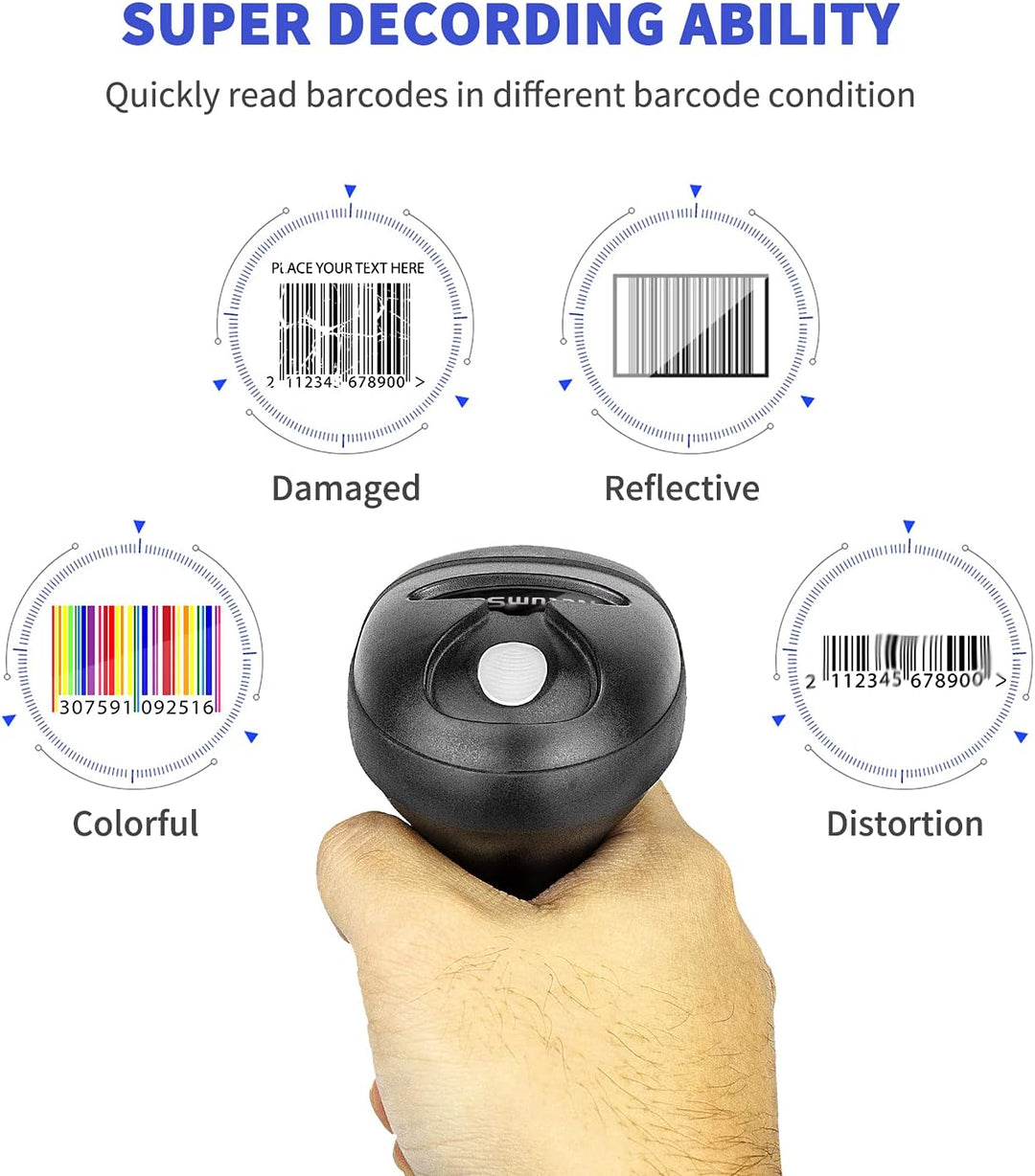 NetumScan Wireless Barcode Scanner Automatischer 2.4G USB-Barcode-Leser mit freihändigem verstellbar