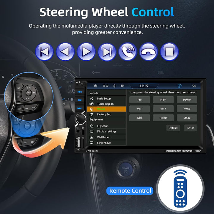 2 Din Carplay Car Stereo Bluetooth 5.1, 7 Zoll HD Touchscreen Autoradio Android Auto, Unterstützung