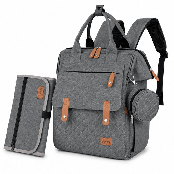 Wickelrucksack inkl. Wickeltunterlage, Wickeltasche gross viel Stauraum, Baby Rucksack für unterwegs