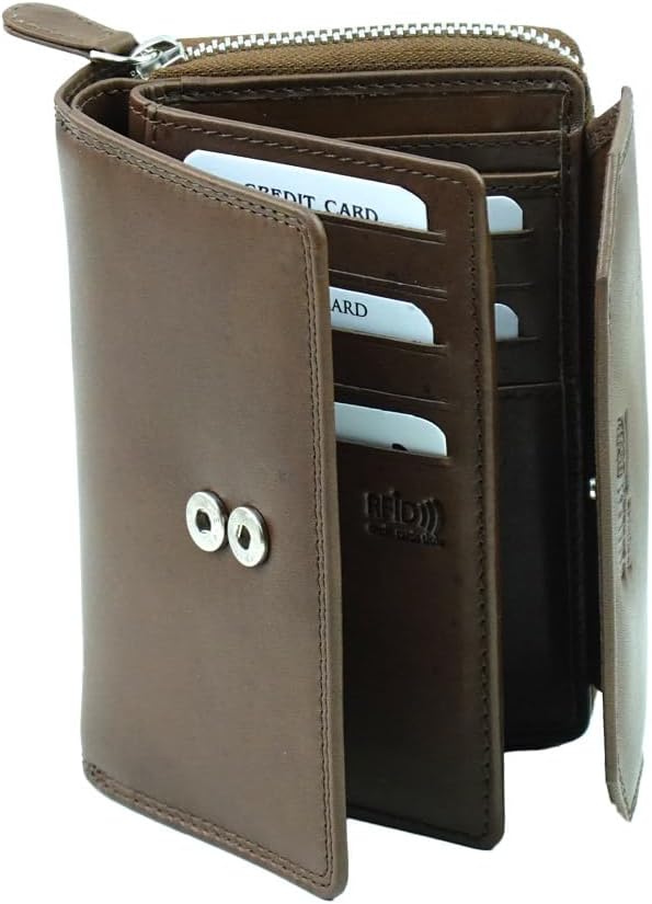 orso Bruno original Damen Geldbörse braun gross Leder Geldbeutel mittelgross braun Damengeldbörse vi