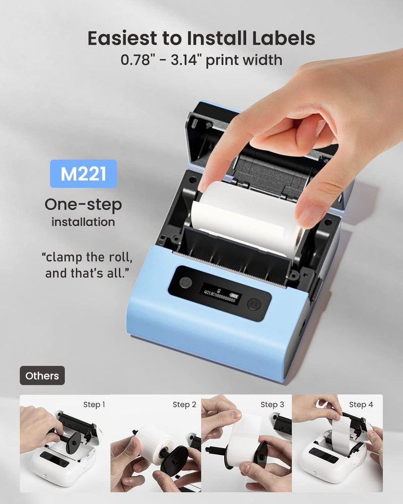 Phomemo M221 Etikettendrucker - 3" Bluetooth Beschriftungsgerät Selbstklebend Mini Wireless Labeldru
