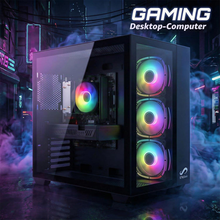 STGsivir Gaming PC, Ryzen 5 3400G, RTX 2060S 8G, 16G DDR4, 1T SSD | Gaming Computer für Streaming,Vi