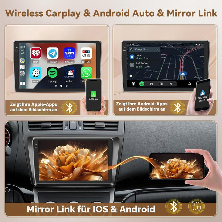 Hikity Android 15 4+128G Autoradio für Mazda 6 2007-2012 mit 9 Zoll Incell Touchscreen, Autoradio 2D