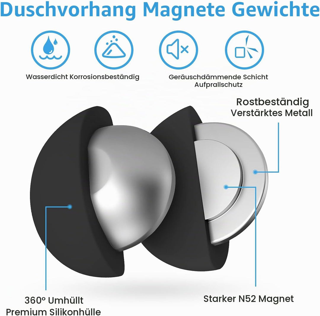 VANZAVANZU Duschvorhang Gewichte, Niemals Rost Duschvorhang Magnete, Silikonbeschichtete Magnete Tis