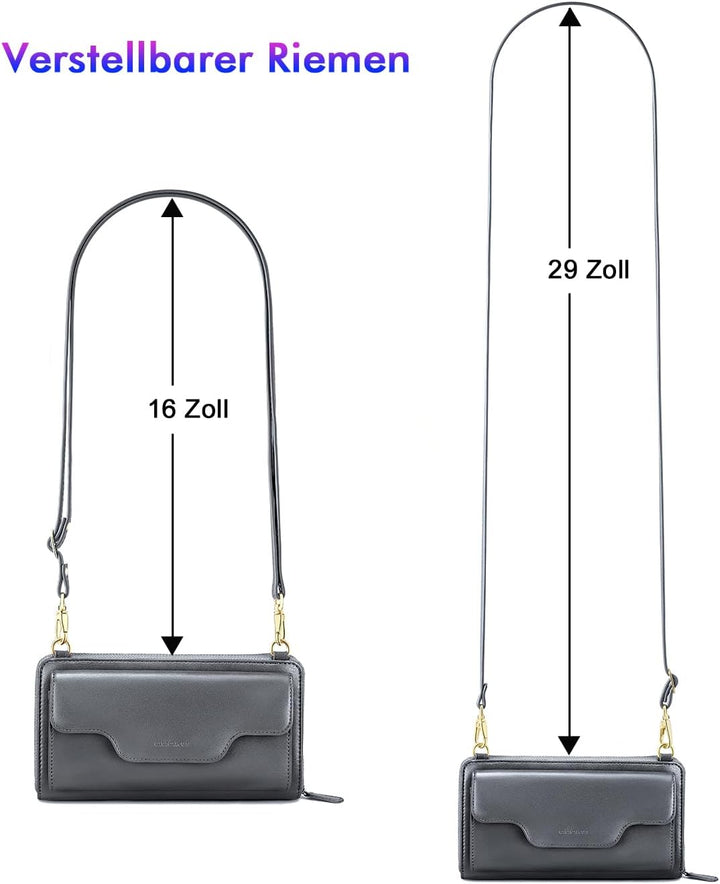 nuoku Umhängetasche Damen Klein, Tasche Damen Umhängetasche, Crossbody Bag Damen Leder mit Kreditkar