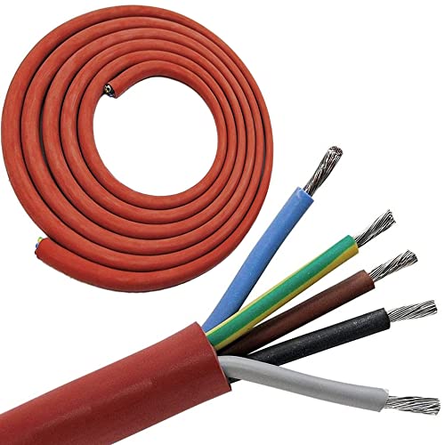 Silikonkabel (5 x 2,5 mm²) 5 Meter für Saunaofen von 4,5 bis 9 KW Saunakabel 5m, 5m