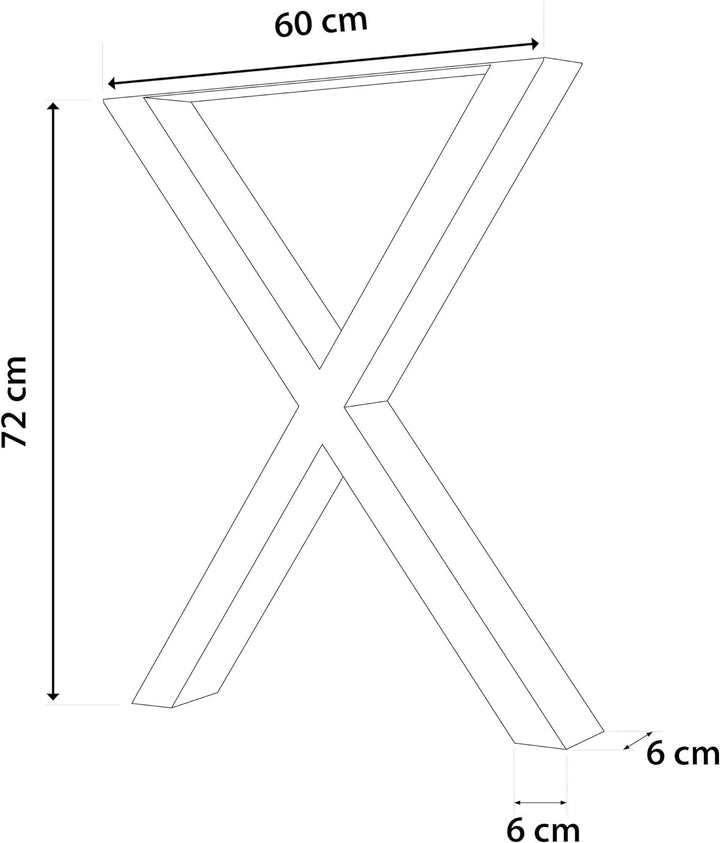 sossai® Stahl Tischgestell Tischkufen Tischbeine X-Form | TKX2 | Farbe: Schwarz | 2 Stück | Breite 6