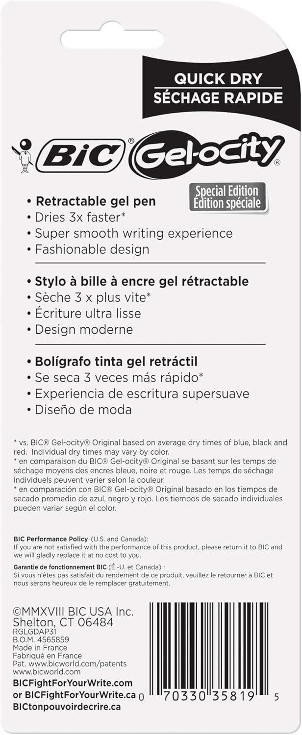 BIC Gel-ocity Gelschreiber, schnelltrocknend, Special Edition, mittlere Spitze (0,7 mm), verschieden