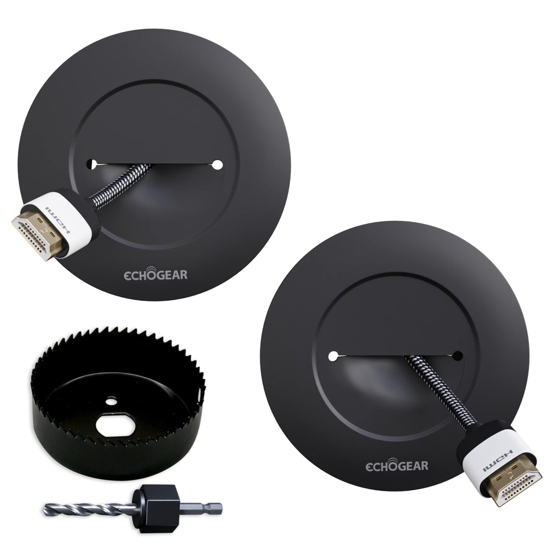 Echogear Kabel-Abdeckung für Wandfernseher - Wand-Kabeltüllen-Kit CMIWG Schwarz, Schwarz