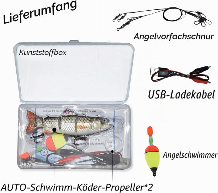 ods lure Robotic Schwimmköder USB wiederaufladbar Fischköder mit LED Licht Elektrischer Angelköder m