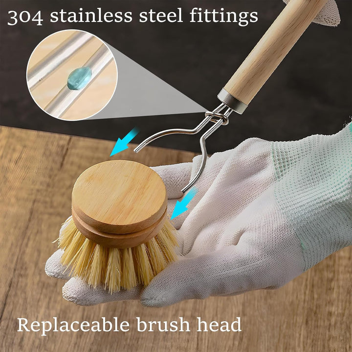 Spülbürste, 7er Set Spülbürste Holz, Gemüsebürste, Pilzbürste, Scheuerbürste, Küchenbürste, Spülbürs