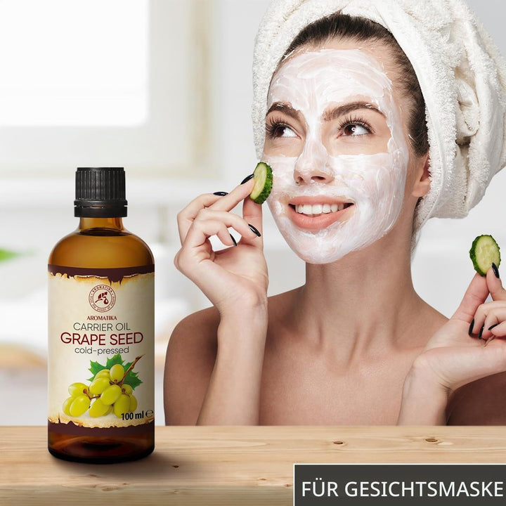 Traubenkernöl Kaltgepresst 100ml - Traubenöl Rein und Natürlich - Glasflasche - Vitis Vinifera - Ita
